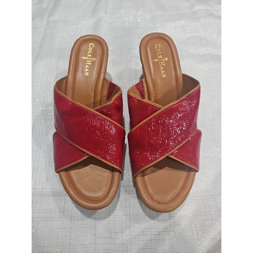 COLE HAAN x AIR G-Series WEDGE Sandals in RED PATENT LEATHER, Women’s Size 9.5